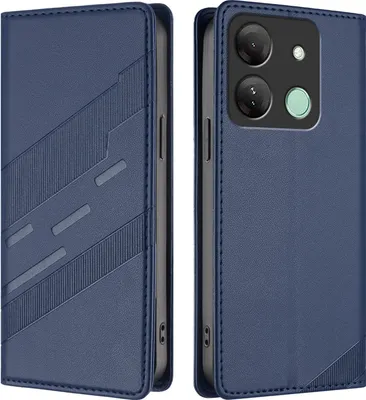Produktbild von Hülle für Infinix Smart 7 HD/Smart 7 Plus, Kunstleder Brieftaschen Handyhülle mit Kartenfach und Standfunktion Blau