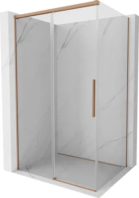Produktbild von Mexen Rox Duschkabine, verschiebbar, 130 x 90 cm, transparent, gebürstetes Kupfer - 8C2-130-090-65-00