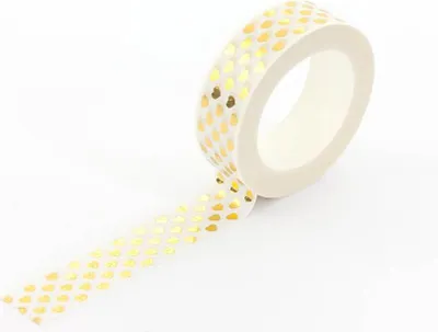 Produktbild von Oblique Unique Washi Tape Dekobänder Scrapbooking selbstklebend - weiß Goldherzen