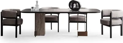 Produktbild von Designer Esszimmer Garnitur Esstisch 6x Stühle Anrichte Spiegel 9tlg