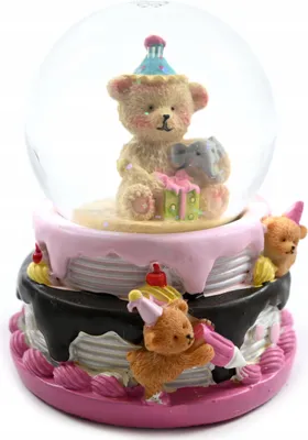 Produktbild von Schneekugel mit Teddy 9cm - Romantische Glitzerkugel Geschenkidee Weihnachten - Deko Winter