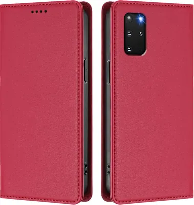 Produktbild von Handyhülle für Samsung Galaxy S20+ 5G, Kunstleder Klapphülle Stoßfeste Magnetische Hülle mit Ständer Rot
