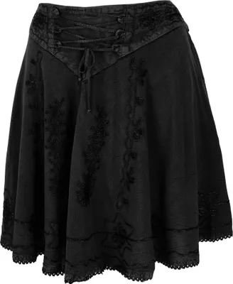 Produktbild von Bestickter Boho Minirock - Schwarz, Damen, Viskose, Röcke