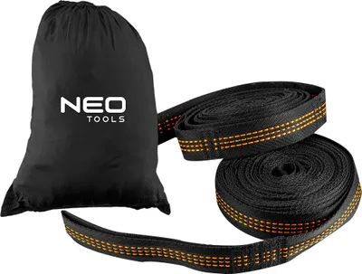 Immagine prodotto di Cinghie per amaca NEO TOOLS, lunghezza 2,5 m, quantità 2 pezzi, numero di maniglie 15, portata 300 kg, materiale poliestere, borsa per il trasporto, sospensione di fissaggio dell'amaca per travi a muro da esterno