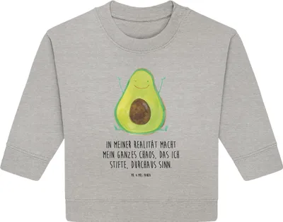 Produktbild von Mr. & Mrs. Panda Organic Baby Pullover Avocado Glücklich 24. - 36. Monat - Heather Grey - Geschenk, Freude, Chaos, Bullover, Verrückt