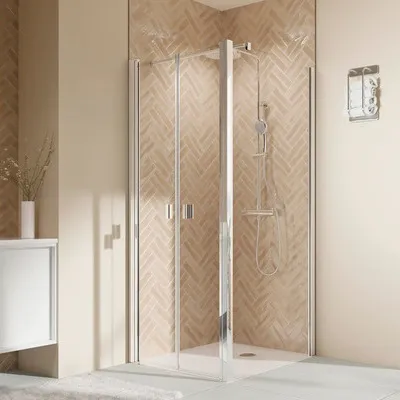 Produktbild von Duschtür für Seitenwand mit Pendeltür BREUER Elana 2.0 100 x 200 cm Profil eckig silber Klarglas Reversibel Puffergriff