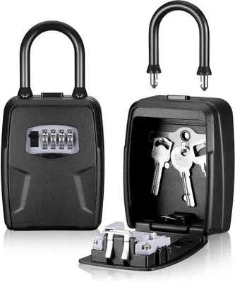 Produktbild von Famanu Schlüsselbox mit Halter - Aluminiumlegierung - Zahlencode und Schlüsselhaken - Große Schlüsselversteck - Für außen