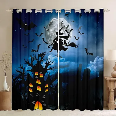 Image de Décorations d'Halloween pour fenêtres, sur le thème de l'horreur, avec des chauves-souris noires