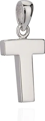 Produktbild von 13x10mm Kettenanhänger Buchstabe T Silber 925 anlaufgeschützt glanz Alphabet