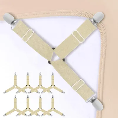 Produktbild von 8 Stück verstellbare Bettlakenspanner, dreieckige Spanngurte für Bettlaken, elastische Spanngurte