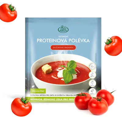 Obrázek produktu pro Proteinová rajčatová polévka s bazalkou na hubnutí 60 g
