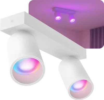 Produktbild von SSC-LUXon LED Deckenspots NUVIO weiß – inkl. Smart GU10 RGB CCT Strahler dimmbar – Deckenlampe 2 flammig für moderne Innenbeleuchtung