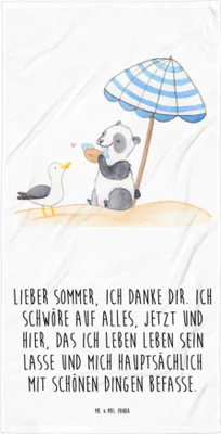 Produktbild von Mr. & Mrs. Panda Handtuch Lieber Sommer - Weiß - Geschenk, Summer Feelings, Strandtuch, Emotionen, Duschtuch, Farben, Sommergefühle, Frühling, Badehandtuch, Sommerferien