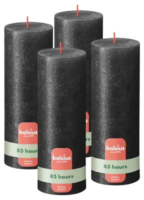 Immagine prodotto di Bolsius - Candela Rustik - antracite - metallizzata - 19 cm - confezione da 4 – candela decorativa
