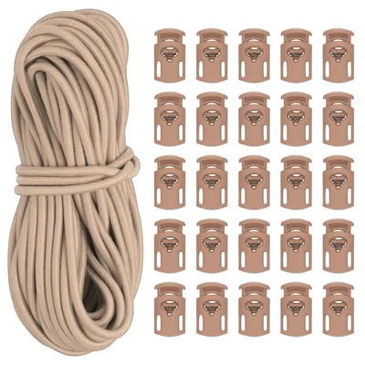 Elastikseil 9 m x 3 mm mit 25 Kordelstoppern, Khaki