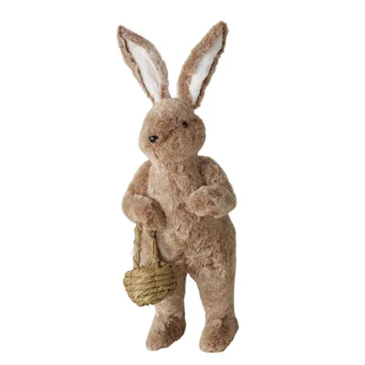 Obrázok produktu pre Zvieracia figúrka "Bommel" v dizajne zajačika v hnedej farbe, 55,5 cm - plyšový zajačik, Veľká noc, veľkonočný zajačik, králik, dekoratívna figúrka, veľkonočná figúrka - skvelý nápad na darček