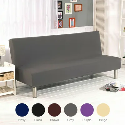 Produktbild von Sofabezug Ohne Armlehnen, Ohne Armlehne Stretch Couch überzug Armlose Sofabettüberzug für Faltbares Schlafsofa Ohne Armlehnen,180-210 cm(Grau)