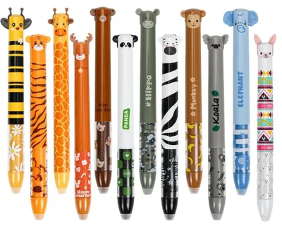 Imagen del producto de Set de 12 bolígrafos de gel lavables con motivos de animales