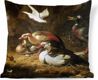Produktbild von MuchoWow® Zierkissen Sofakissen Wohnzimmer Dekokissen 45x45 cm Enten - Melchior d'Hondecoeter - Schlafpolster - Polster für das Sofa