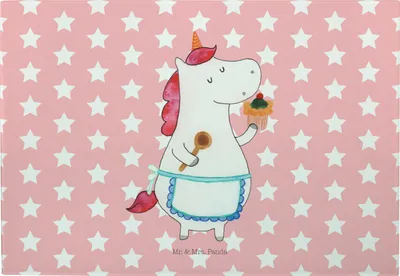 Produktbild von Mr. & Mrs. Panda Schneidebrett Einhorn Küche - Rot Pastell - Geschenk, Glas-Schneidebrett, Servierplatte, Motivation, Unicorn, Glas, Träumen, Kuchen, Muffin, Backen