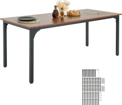 Obrázek produktu pro Obdélníkový jídelní stůl 180 cm hnědý - Kuchyňský stůl - Jídelní stůl (pouze stůl)
