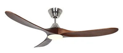 Zdjęcie produktu dla Energooszczędny wentylator sufitowy z oświetleniem LED i pilotem Eco Genuino-L chrom szczotkowany / orzech 152 cm