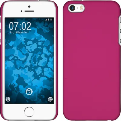 Produktbild von PhoneNatic Case kompatibel mit Apple iPhone SE 2016 (1.Gen) - Hülle pink gummiert Hard-case + 2 Schutzfolien