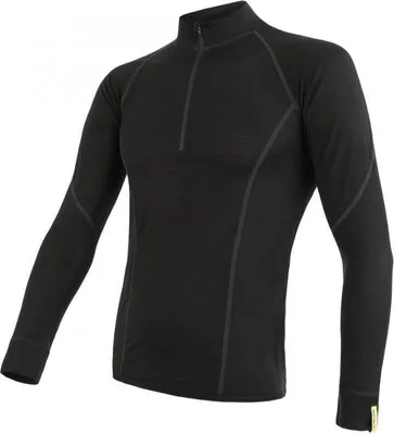 Produktbild von T-Shirt „Sensor Merino Active Zip“ – Herren lang mit Stehkragen schwarz größe M 19200014-01