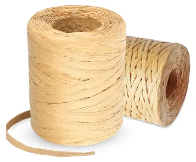 Raffia Bastband 2 Rollen 6 mm x 200 m Naturbast Papierband