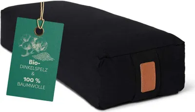 Produktbild von #DoYourYoga Yoga-Bolster Paravati - gefüllt mit Dinkelspelz - 67x22x13cm - Schwarz