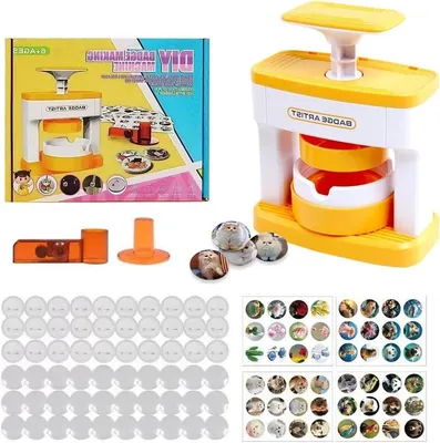 Produktbild von Buttonmacher 55 mm mit Kreisschneider – DIY-Buttonmaschine für Kinder mit 48 Buttons