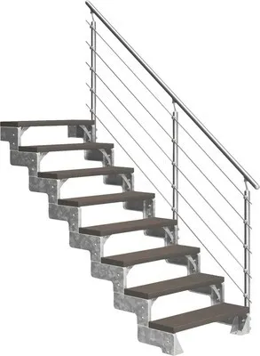 Produktbild von Aussentreppe Pertura Tallis mit Prova Geländer 8 Steigungen 80 cm dunkelbraun