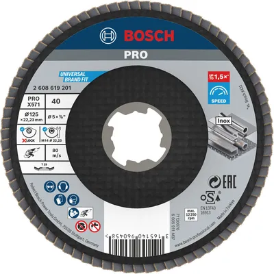 Immagine prodotto di Bosch disco lamellare X571 Best for Metal angolato 125 mm K 40 Fibra 10 pz