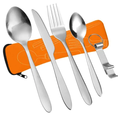 Productafbeelding van Campingbestekset 6-delig met bestek en opbergtas