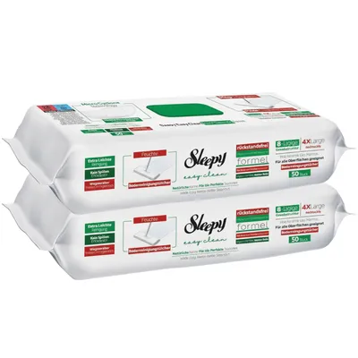 Produktbild von Roxlin Sleepy Easy Clean Bodenwischtuch 8-lagig XLarge | Micro Cyclone Technologie | Für Mop geeignet, rückstandsfrei, 50 Stück | Feuchte Bodentücher