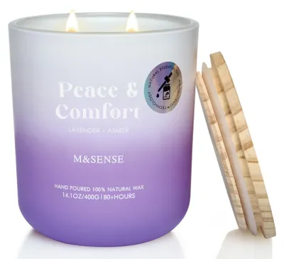 Image de Solidchoice - Bougie parfumée Lavande et Ambre, pour la relaxation et le bien-être