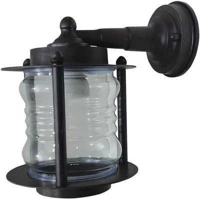 Produktbild von Außenlampe Wand Messing Glas E27 IP23 24 cm hoch Schwarz Antik Maritim Wandleuchte außen