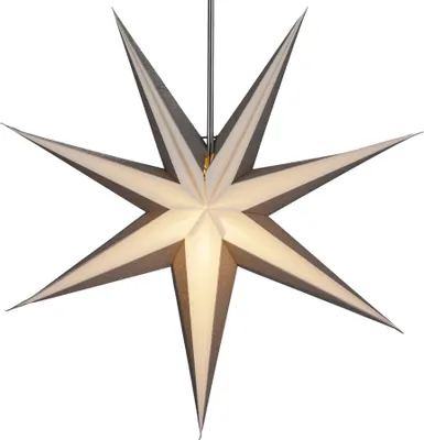 Produktbild von Faltbarer Advents Leucht Papierstern, Weihnachtsstern 60 cm - Teva 3D Silver Out, Gold, Star Fensterdeko