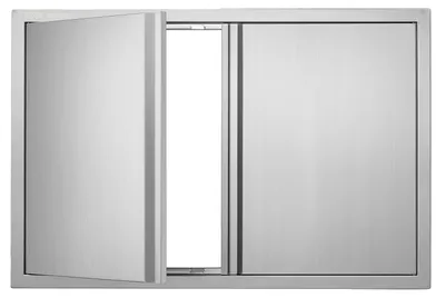 Obrázok produktu pre Prístupové dvierka na gril VEVOR, 914 x 610 mm, dvojité dvierka na vonkajšiu kuchyňu, dvierka z nehrdzavejúcej ocele na zapustenie, vertikálne nástenné dvierka so zasúvacími kľučkami, pre grilovací ostrovček, grilovaciu stanicu, vonkajšiu skrinku