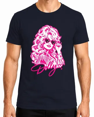 Obrázek produktu pro Tričko s potiskem "Dolly Parton, country zpěvačka, cowgirl, retro, western", tmavě modré barvy, velikost XL