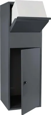 Produktbild von Wiltec Paketkasten Anthrazit 460 x 450 x 1400 mm, Paketbox Zuhause, private Paketannahme passend für Pakete der Größe S und L, Standbriefkasten
