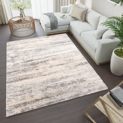 Produktbild von Teppich Wohnzimmer Schlafzimmer Meliert Modern Design Shaggy Hochflor Langflor Grau  80 x 150 cm