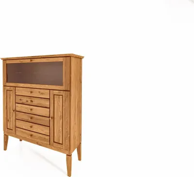 Produktbild von Anrichte Sydo aus Wildeiche massiv 112x45x140 cm 3 Türen 6 Schubladen Holzbeine