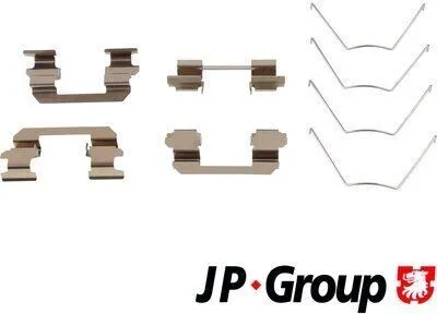 Produktbild von JP GROUP 4064003310 Zubehörsatz Scheibenbremsbelag Vorne für NISSAN TIIDA Schrägheck TIIDA Stufenheck (SC11X)