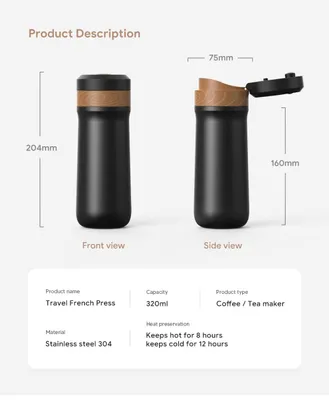Image de Tasse isotherme pour café filtre, capacité de 320 ml, idéale pour les déplacements