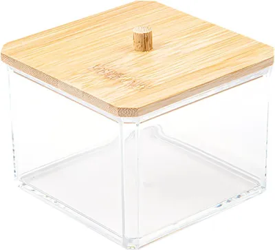Produktbild von Wattestäbchenbox, Aufbewahrungsbox für Wattebällchen oder Kosmetikartikel, mit Deckel, für Wohnzimmer, Schlafzimmer, Badezimmer, transparent