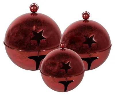 Image de Clayre & Eef Décoration de Noël Sonnette Ø 62 / Ø 52 / Ø 42 cm Rouge Métal