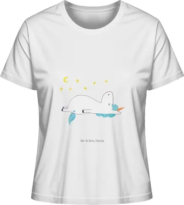 Produktbild von Mr. & Mrs. Panda Oberteil Damen Einhorn Sternenhimmel Größe M - Weiß - Geschenk, Verrückt, Unicorn, T-Shirt, Baumwollshirt, shirt, Sterne, Einhörner, Mit Print, Basic