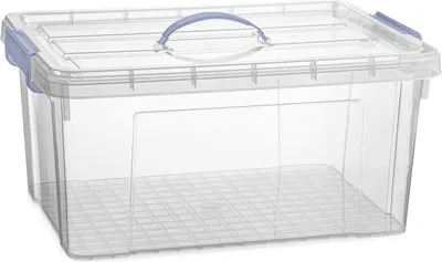 Produktbild von Aufbewahrungsbox Serie AZUL - mit Deckel - transparent - 34 Liter - 53 x 39 x 25 cm - Kunststoff