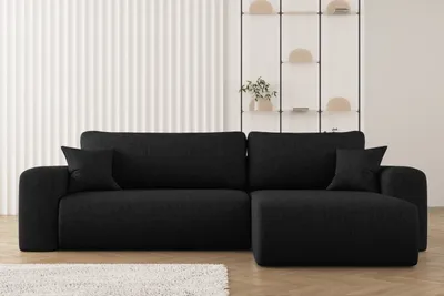 Zdjęcie produktu dla Sofa w kształcie L CAPRI narożnik, tkanina Verita, Czarny Prawostronny